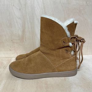 Koolaburra by UGG Shazi Short Boots Suede Tan Shearling Womens Size 7